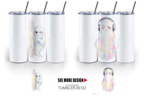 Tumbler Watercolor Sarcastic Introvert Ghost Sublimation artnoy 