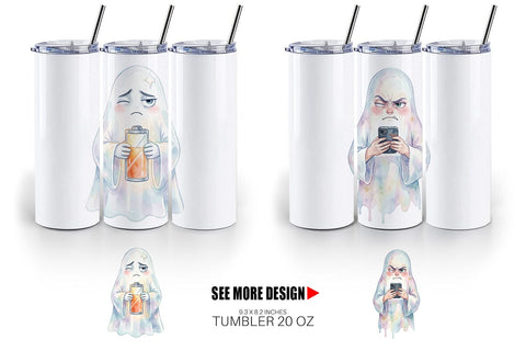 Tumbler Watercolor Sarcastic Introvert Ghost Sublimation artnoy 