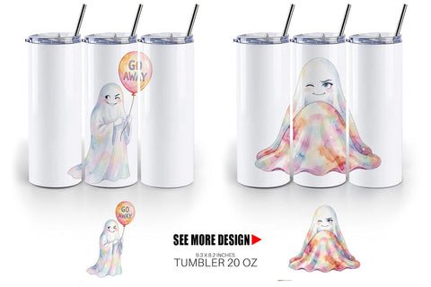 Tumbler Watercolor Sarcastic Introvert Ghost Sublimation artnoy 