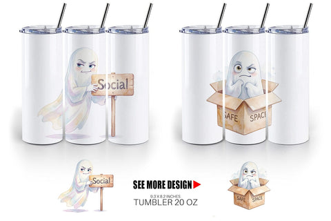 Tumbler Watercolor Sarcastic Introvert Ghost Sublimation artnoy 