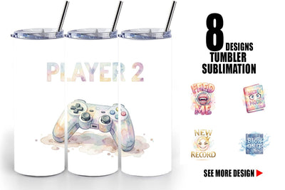Tumbler Watercolor Sarcastic Retro Gaming Quotes Sublimation artnoy 