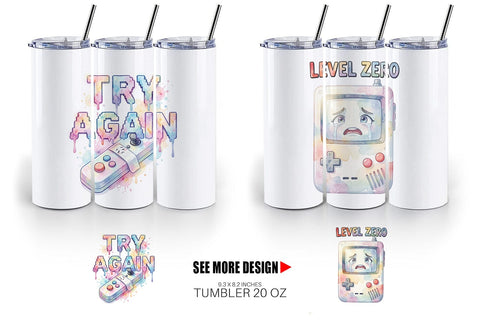 Tumbler Watercolor Sarcastic Retro Gaming Quotes Sublimation artnoy 