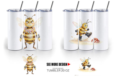 Tumbler Watercolor Sarcastic Rocker Bee Tropical Sublimation artnoy 