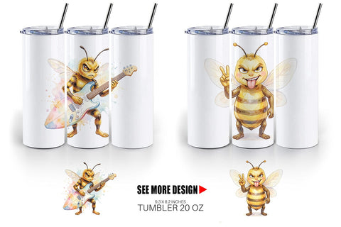 Tumbler Watercolor Sarcastic Rocker Bee Tropical Sublimation artnoy 