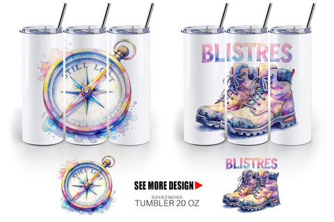 Tumbler Watercolor Sarcastic Wanderlust Quotes Sublimation artnoy 
