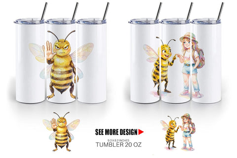 Tumbler Watercolor Sassy Queen Bee Vacation Art Sublimation artnoy 