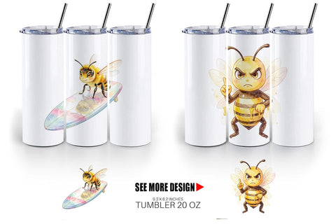 Tumbler Watercolor Sassy Queen Bee Vacation Art Sublimation artnoy 