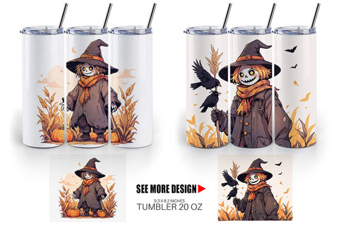 Tumbler Watercolor Scarecrow Sublimation artnoy 