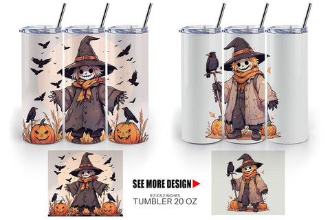 Tumbler Watercolor Scarecrow Sublimation artnoy 