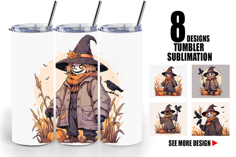 Tumbler Watercolor Scarecrow Sublimation artnoy 