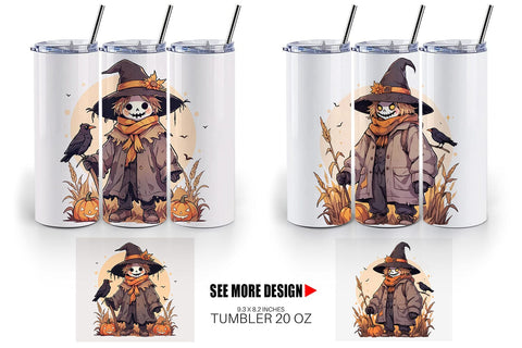 Tumbler Watercolor Scarecrow Sublimation artnoy 