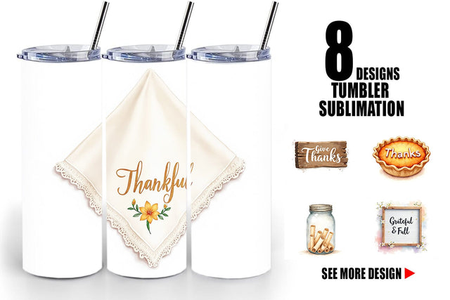 Tumbler Watercolor Signs of Thanks Sublimation artnoy 