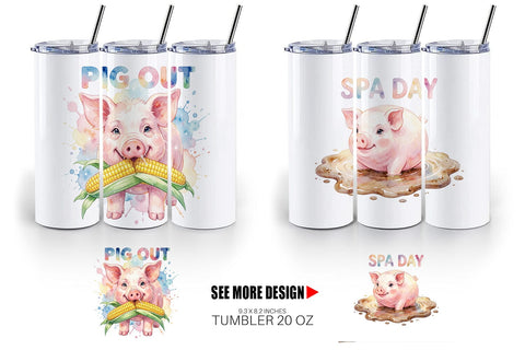 Tumbler Watercolor Silly Piggy Muddy Quotes Sublimation artnoy 