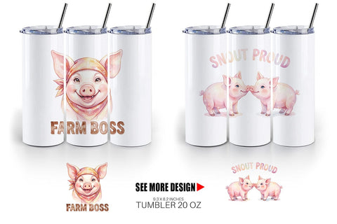 Tumbler Watercolor Silly Piggy Muddy Quotes Sublimation artnoy 