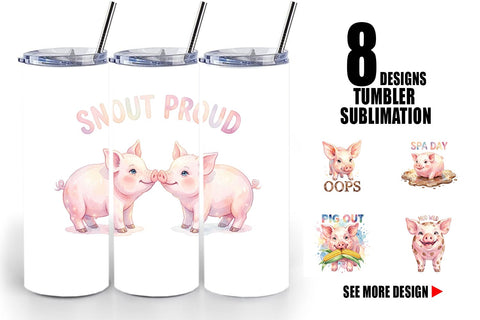 Tumbler Watercolor Silly Piggy Muddy Quotes Sublimation artnoy 
