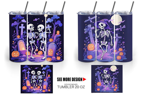 Tumbler Watercolor Skeleton Sublimation artnoy 