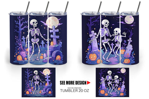 Tumbler Watercolor Skeleton Sublimation artnoy 