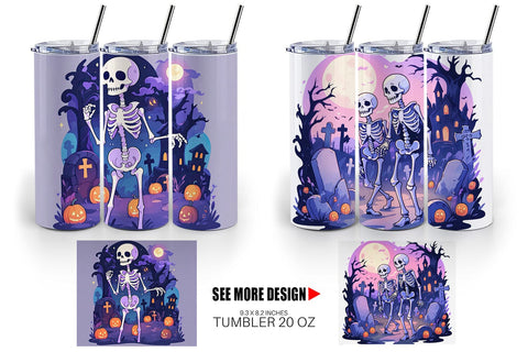 Tumbler Watercolor Skeleton Sublimation artnoy 