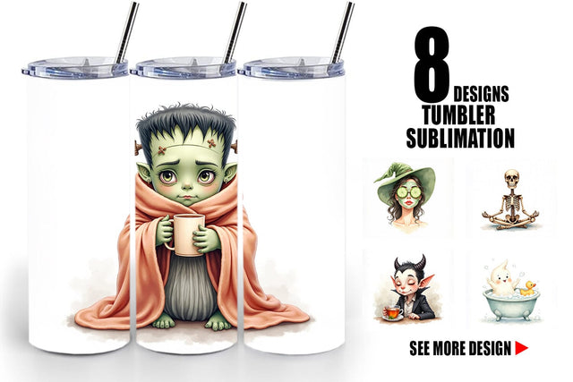 Tumbler Watercolor Spooky Self Care Sublimation artnoy 