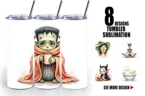 Tumbler Watercolor Spooky Self Care Sublimation artnoy 