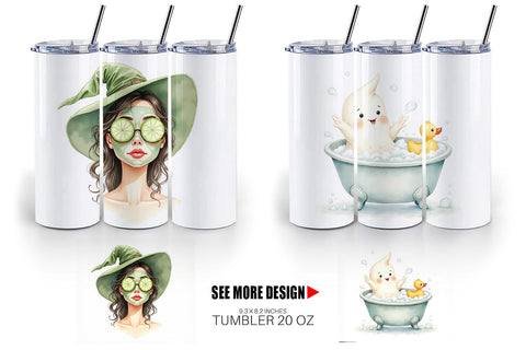 Tumbler Watercolor Spooky Self Care Sublimation artnoy 