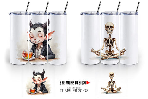 Tumbler Watercolor Spooky Self Care Sublimation artnoy 