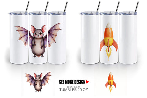 Tumbler Watercolor Spooky Space Cadets Sublimation artnoy 
