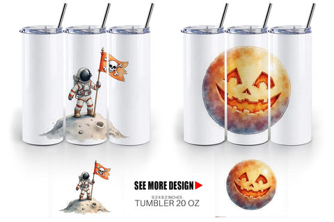Tumbler Watercolor Spooky Space Cadets Sublimation artnoy 