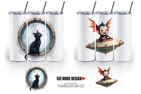 Tumbler Watercolor Spooky Space Cadets Sublimation artnoy 