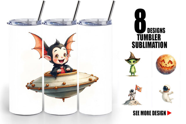 Tumbler Watercolor Spooky Space Cadets Sublimation artnoy 