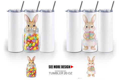 Tumbler Watercolor Sweet Candy Easter Bunny Sublimation artnoy 