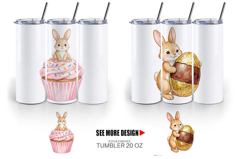 Tumbler Watercolor Sweet Candy Easter Bunny Sublimation artnoy 