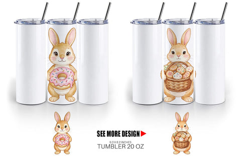 Tumbler Watercolor Sweet Candy Easter Bunny Sublimation artnoy 