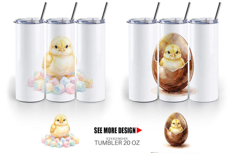 Tumbler Watercolor Sweet Candy Easter Chicks Sublimation artnoy 