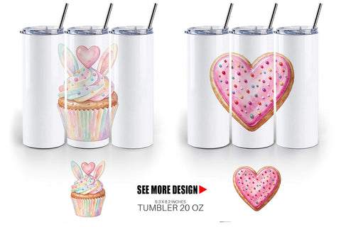 Tumbler Watercolor Sweet Easter Heart Treats Sublimation artnoy 