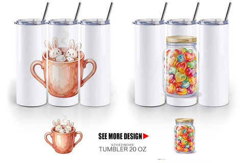Tumbler Watercolor Sweet Easter Heart Treats Sublimation artnoy 