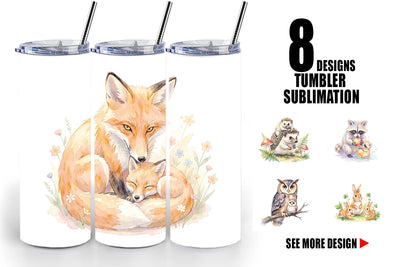 Tumbler Watercolor Sweet Forest Motherhood Sublimation artnoy 