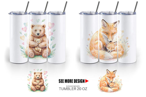 Tumbler Watercolor Sweet Forest Motherhood Sublimation artnoy 