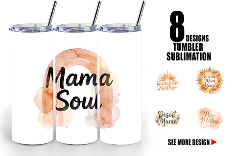 Tumbler Watercolor Terracotta Boho Abstract Mom Quotes Sublimation artnoy 