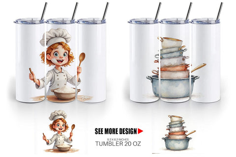 Tumbler Watercolor Thanksgiving Kitchen Chaos Sublimation artnoy 