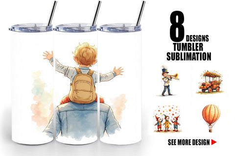 Tumbler Watercolor Thanksgiving Parade Sublimation artnoy 