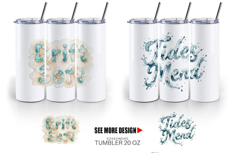Tumbler Watercolor Tidal Fluid Blue Affirmations Sublimation artnoy 