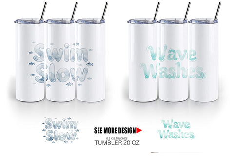 Tumbler Watercolor Tidal Fluid Blue Affirmations Sublimation artnoy 