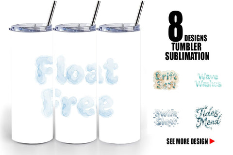 Tumbler Watercolor Tidal Fluid Blue Affirmations Sublimation artnoy 