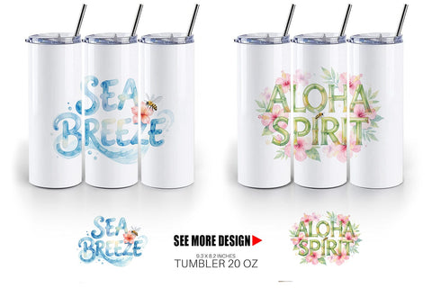 Tumbler Watercolor Tropical Aloha Bee Quotes Sublimation artnoy 
