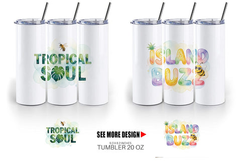 Tumbler Watercolor Tropical Aloha Bee Quotes Sublimation artnoy 