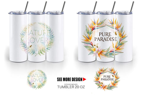 Tumbler Watercolor Tropical Aloha Bee Quotes Sublimation artnoy 