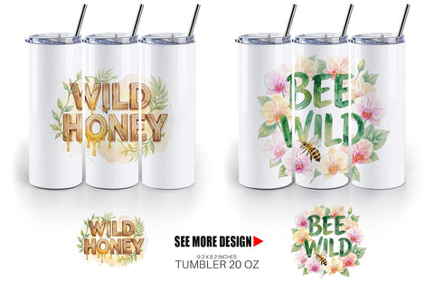 Tumbler Watercolor Tropical Aloha Bee Quotes Sublimation artnoy 