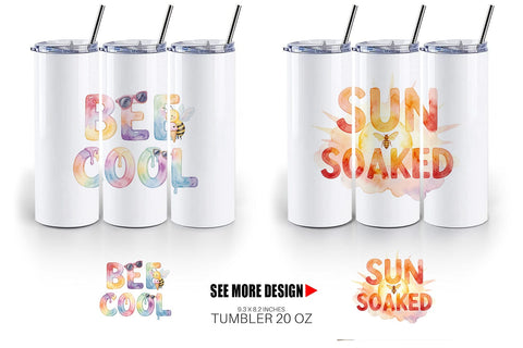 Tumbler Watercolor Tropical Summer Bee Vacation Quotes Sublimation artnoy 