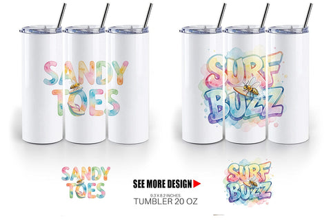 Tumbler Watercolor Tropical Summer Bee Vacation Quotes Sublimation artnoy 